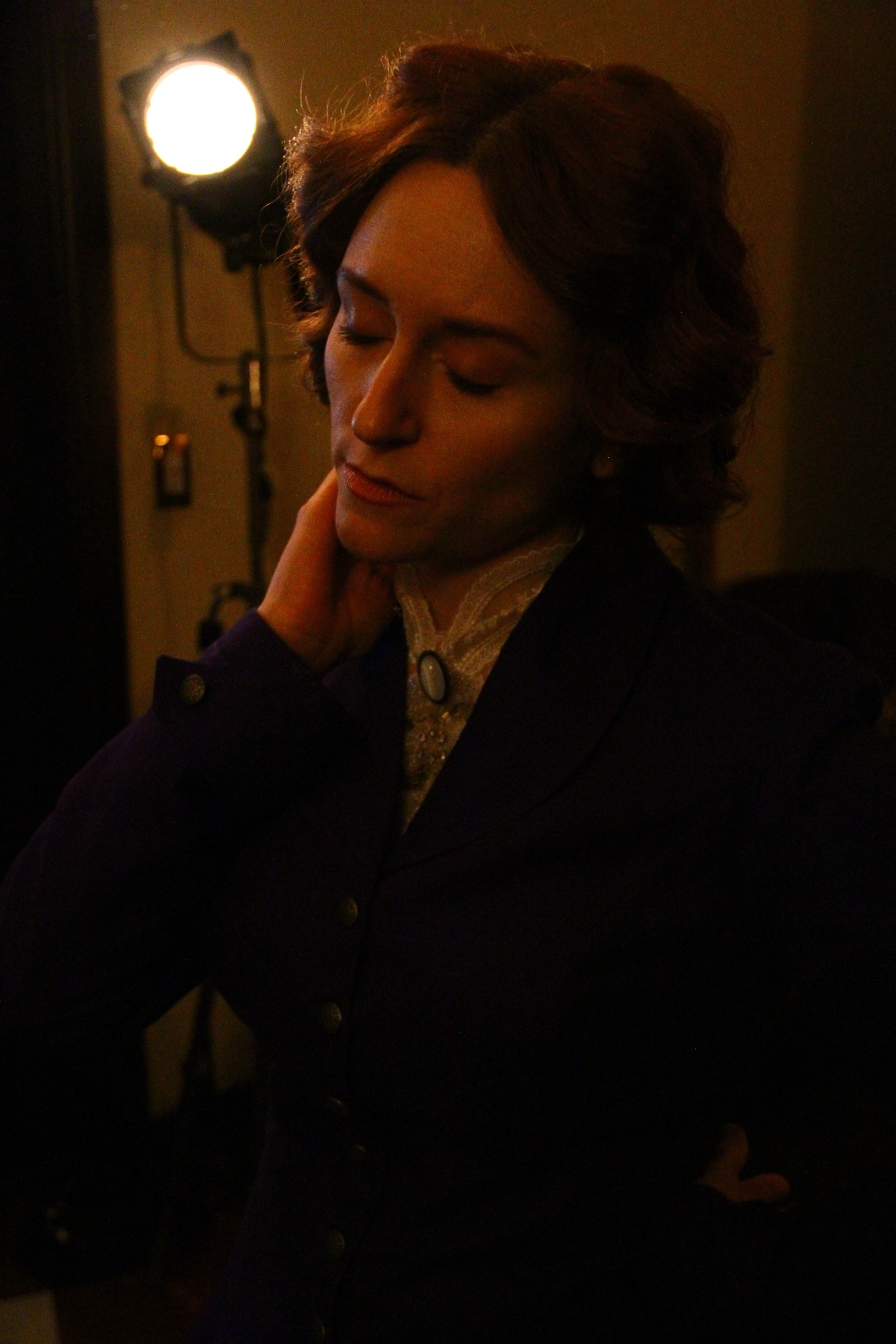 Amy backstage on set